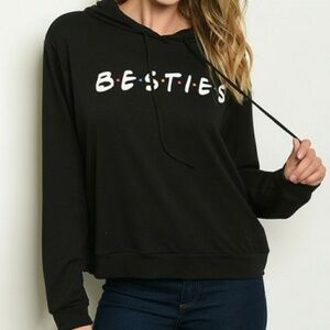 POSH POSH LONG SLEEVE BLACK PRINT HOODIE SWEATER